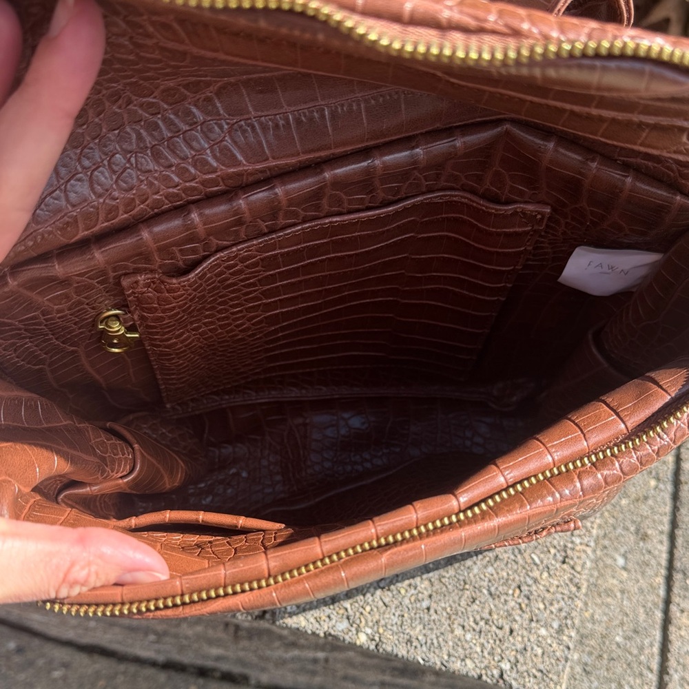 Fawn Mini Design Brown Croc Baby Bag - Picture 3 of 6